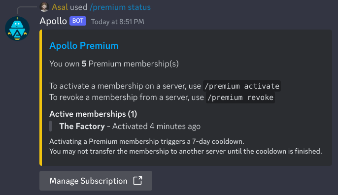 View the status of your memberships