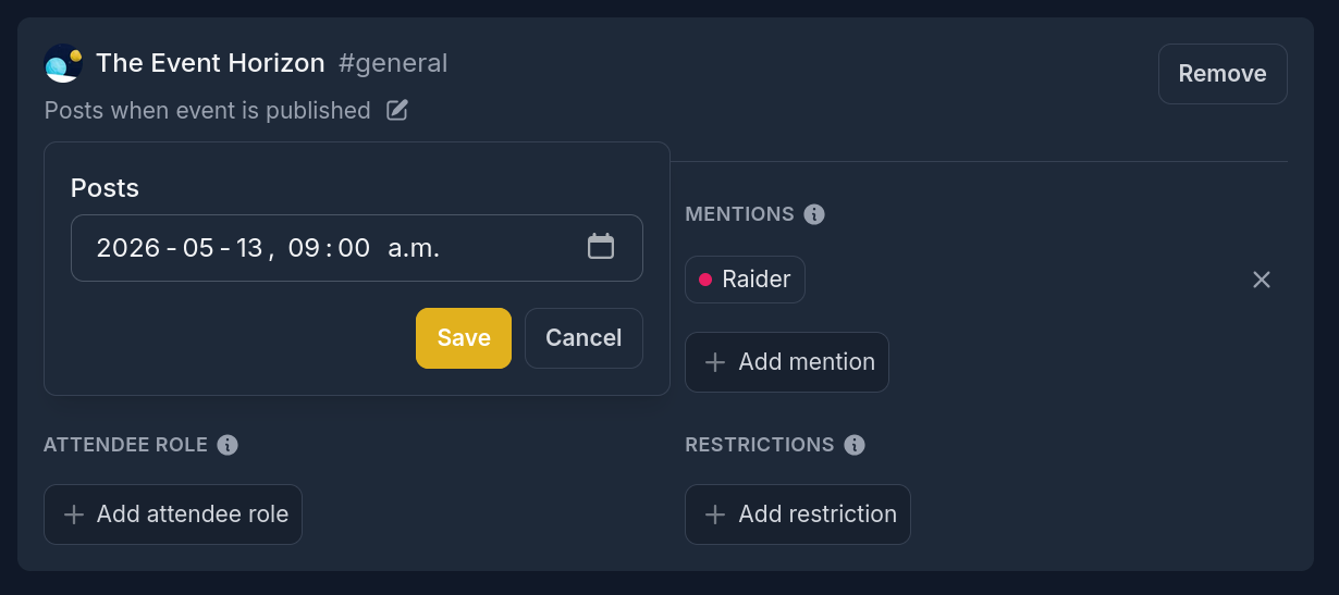 Picking a custom post time