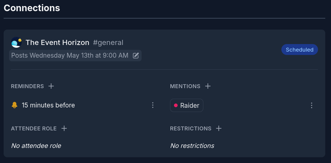 The post time is editable on a published event