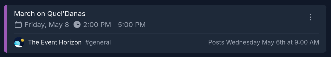 An event with a scheduled post pending